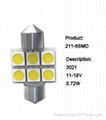 211 Car Festoon LED bulb 5050SMD*6PCS 11-18V 0.72W 3021 5