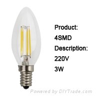 3w e14 energy saving bulb decorative filament lighting bulbs 220-240V AC 250LM  4