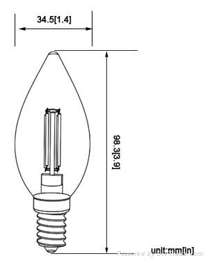 3w e14 energy saving bulb decorative filament lighting bulbs 220-240V AC 250LM  3