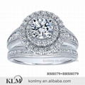 WSS019 China factory direct sale bridal jewelry three A white CZ silver ring