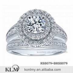 WSS019 China factory direct sale bridal jewelry three A white CZ silver ring