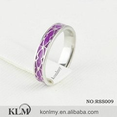 RSS009 Purple enamel solid 925 sterling silver ring without stone for woman
