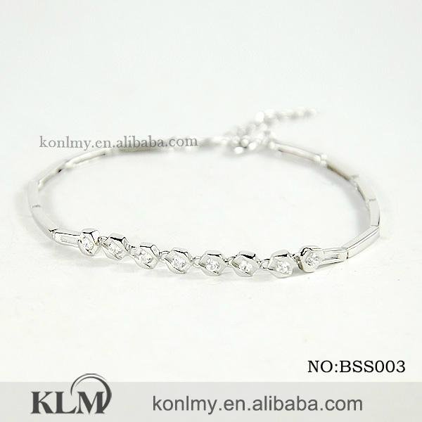 BSS004 wholesale 925 sterling silver cubic zirconia bracelet mirco pave jewelry 4
