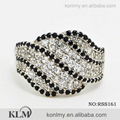 RSS161 waves luxury white and black rhodium cz 925 sterling silver diamond ring 1