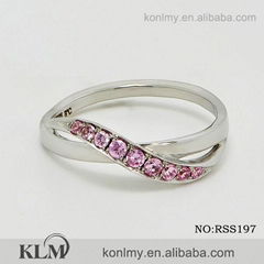RSS197 konlmy wholesale fashion pink stones 925 sterling silver ring