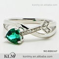 RSS167 heart green stone arrow design 925 sterling silver ring jewelry