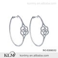 ESS032 wholesale hollow flower design 925 sterling silver hoop earrings 1