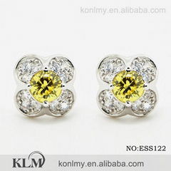 ESS122 little flower yellow topaz 925 sterling silver stud earrings jewelry for 