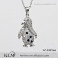 PSP168 wholesale cute penguin animal design cz 925 sterling silver pendant