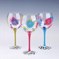 sunflower painted red wine glass