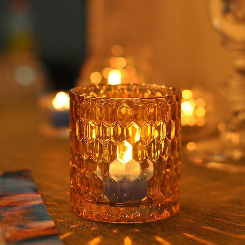 machine pressed glass candle holder wholesale 3