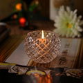 Crystal clear engraved glass candle holder 1