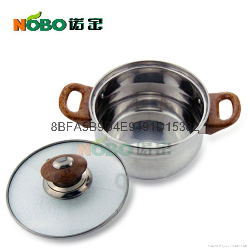 3 pcs stainless steel soup pots with glass lid   3
