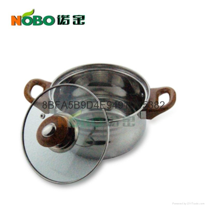 3 pcs stainless steel soup pots with glass lid   4