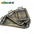 stainless steel bronze-coloured embossing serving tray set