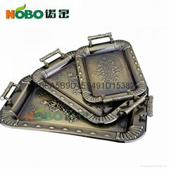 stainless steel bronze-coloured embossing serving tray set