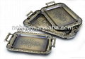 stainless steel bronze-coloured embossing serving tray set 2