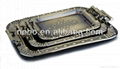 stainless steel bronze-coloured embossing serving tray set 3