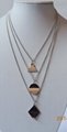 3 layers geometric silver necklace