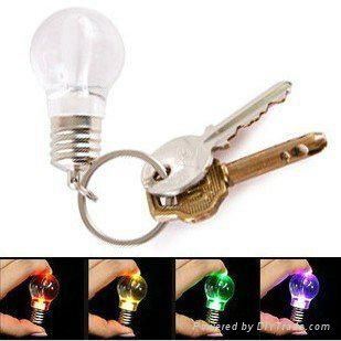 change color colorful acrylic LED mini bulb flashing glow keychain