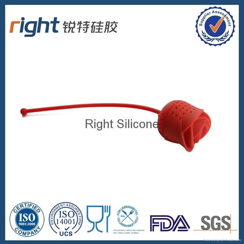 silicone tea strainer with rose shape Right Silicone