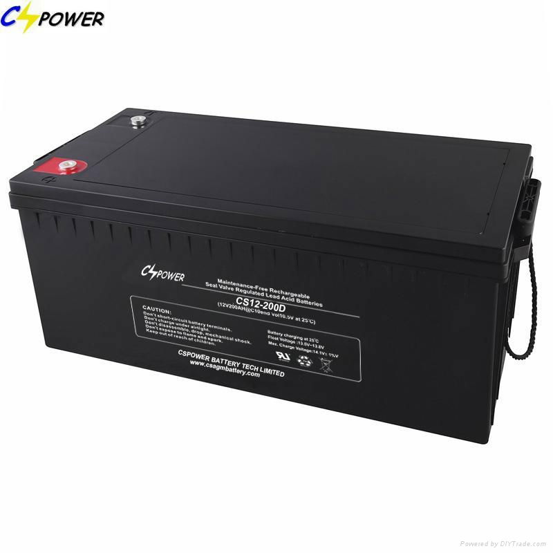 12V200ah Deep Cycle AGM Battery for Solar Power System 2