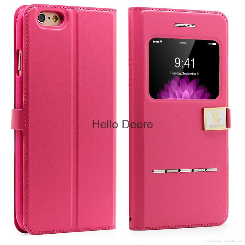 Smart Front Window S-View Case PU Leather Flip Case for iphone 6 4