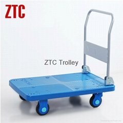 Folding flatform plastic trolley cart