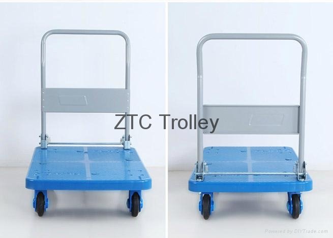 Folding flatform plastic trolley cart 4