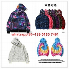 bape hoodies splicing sleeves bape jackets shark coat zip up hoodies