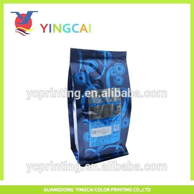 high quality glossy printing quad seal side gusset coffee bean storage bag
