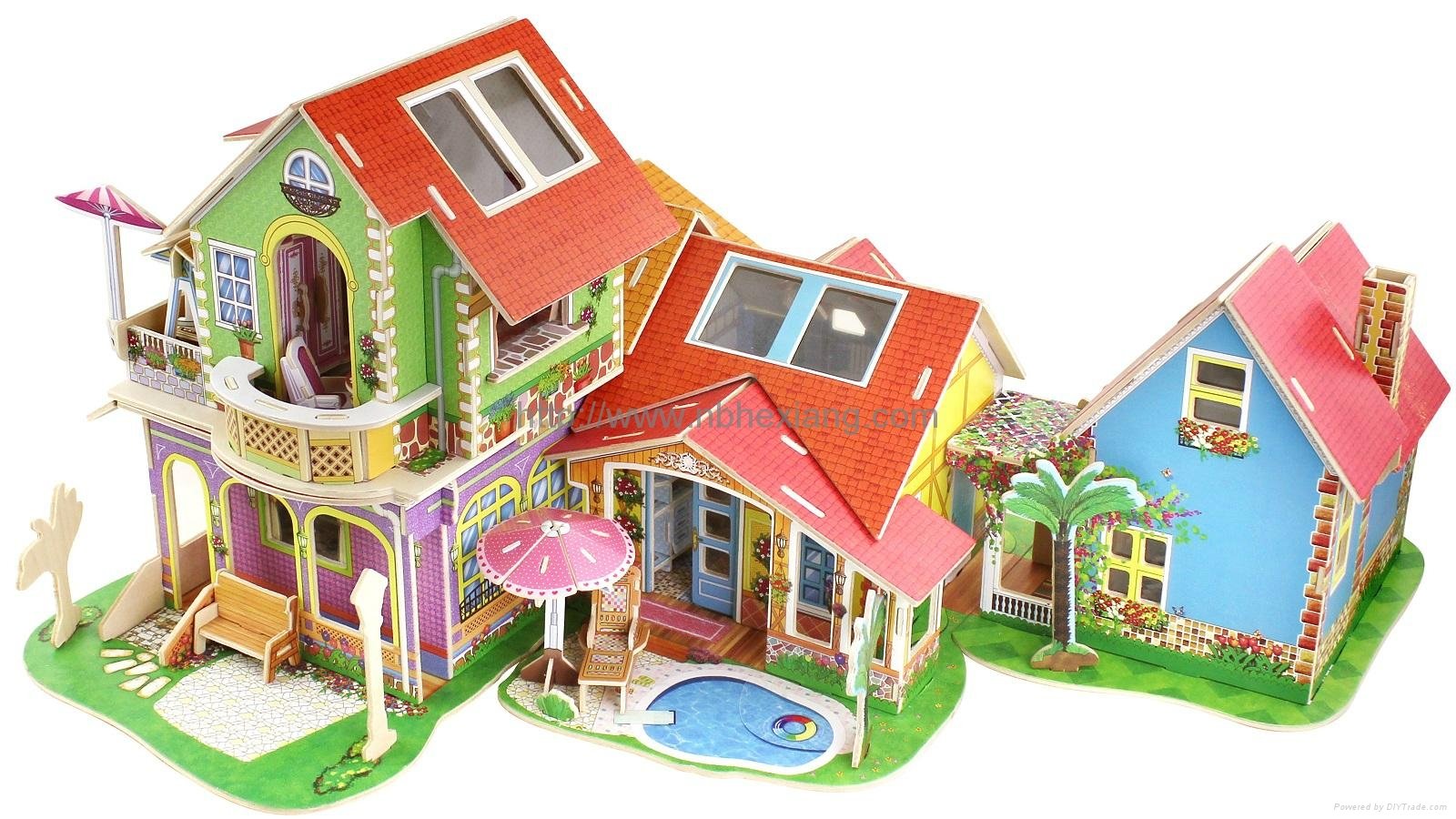 Dream Villa Series 5 Styles DIY 3D Wood House Puzzle with furniture 4