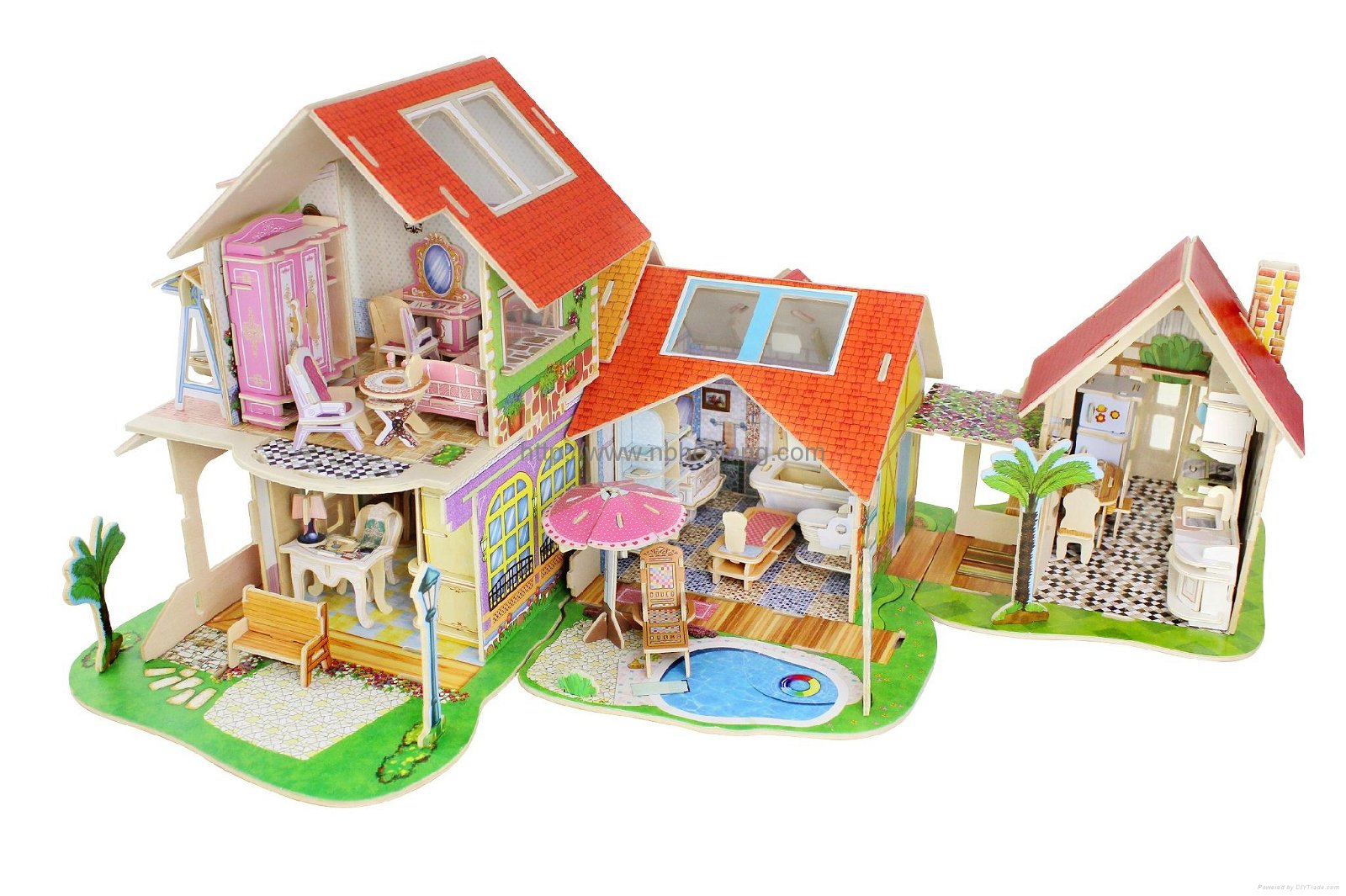 Dream Villa Series 5 Styles DIY 3D Wood House Puzzle with furniture 5