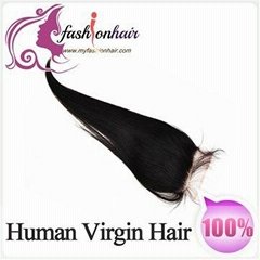 100% 4"x4" Free Part Virgin Brazilian Human Hair Lace Closure Silk Straight 10"-