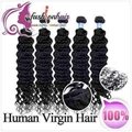 100% Peruvian Virgin Human Hair Weave Deep Wave Weft  1