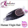 Middle Part Virgin Brazilian Human Hair Lace Closure Kinky Curly  1