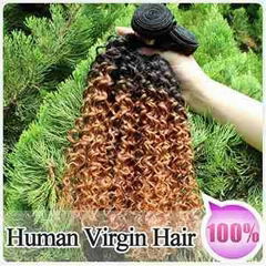 100% Virgin Human Ombre Hair Weave Kinky Curly Weft