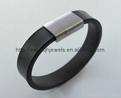 latest black leather bracelet for men and women