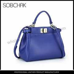 Best Selling Nice Quality Leather Ladies Handbags leather knitting bag