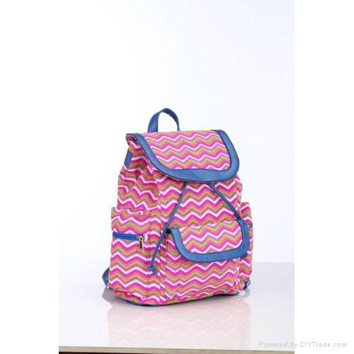 canvas fashion women zigzag backpack