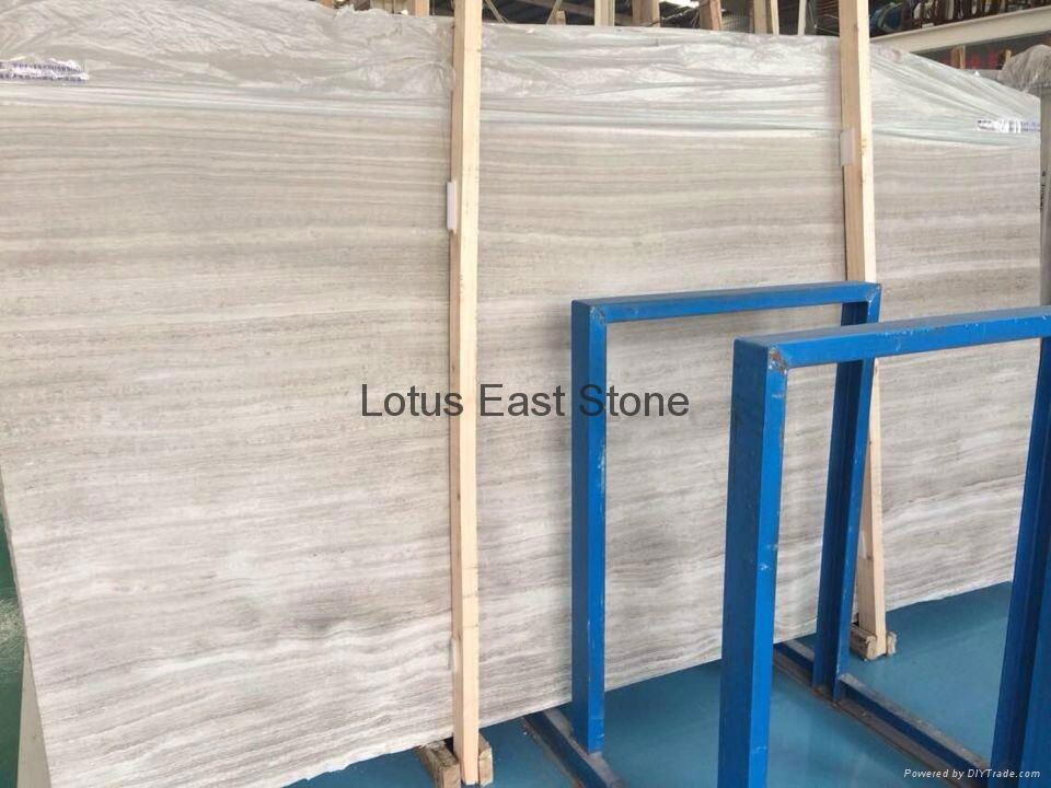 Good quality polished Wooden White marble big slabs 4