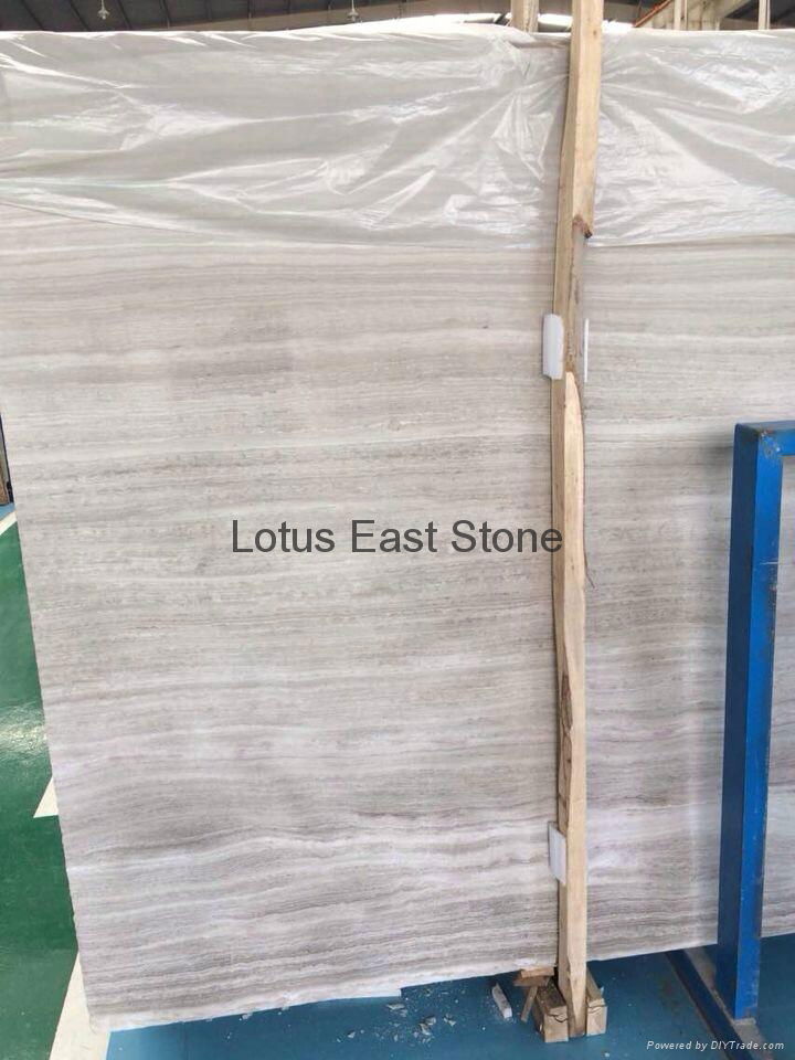 Good quality polished Wooden White marble big slabs 3