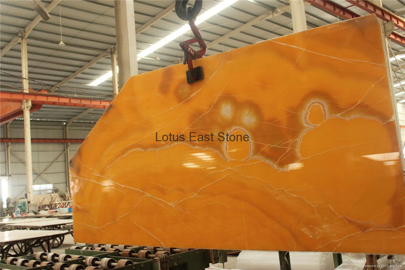 Good quality  polished Agate yellow onyx big slabs 4