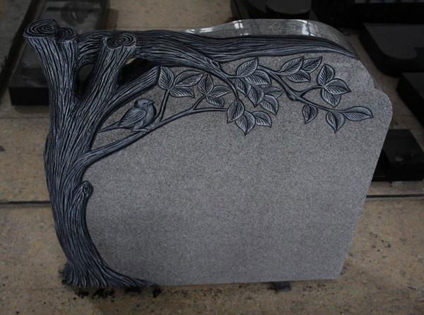 Light Gray G633 Polished Tree Carving Tombstone & Monument