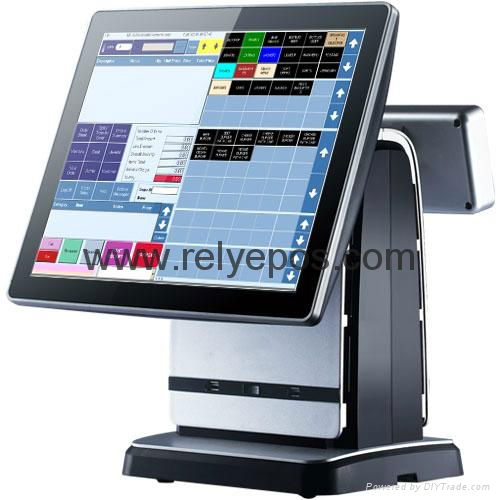 2015 new released cheap price15 inch 5 wires Touch screen POS terminal with VFD  2