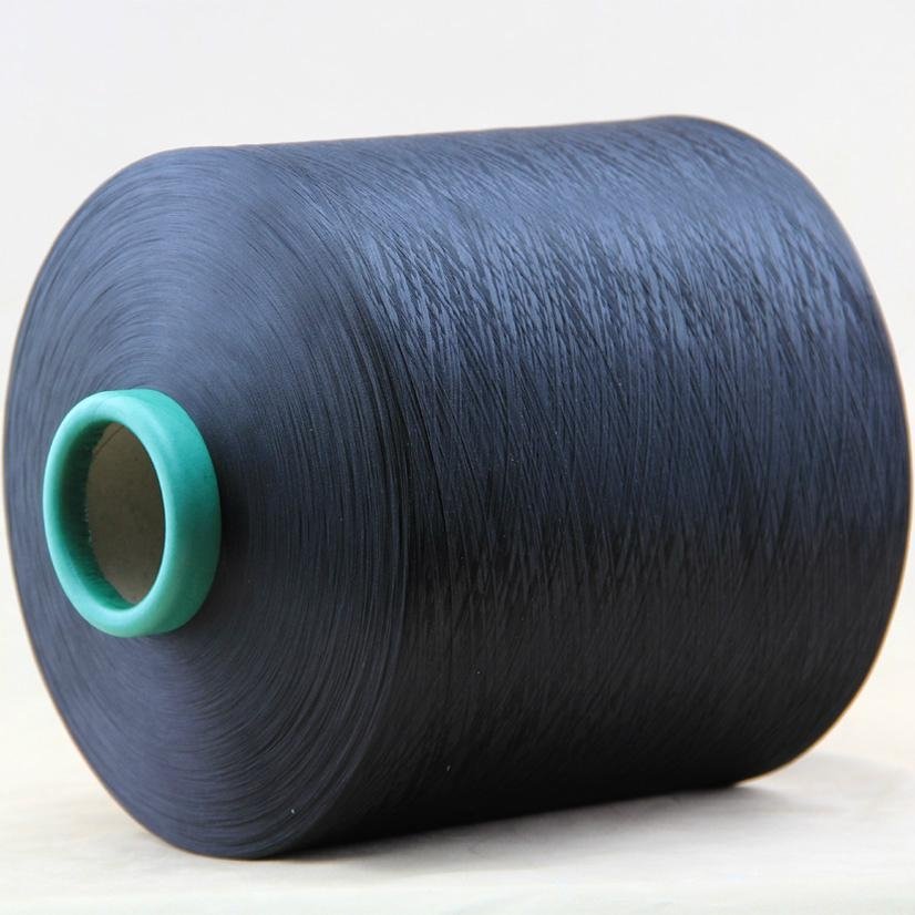 dope dyed black polyester textured yarn for 150/48 nim