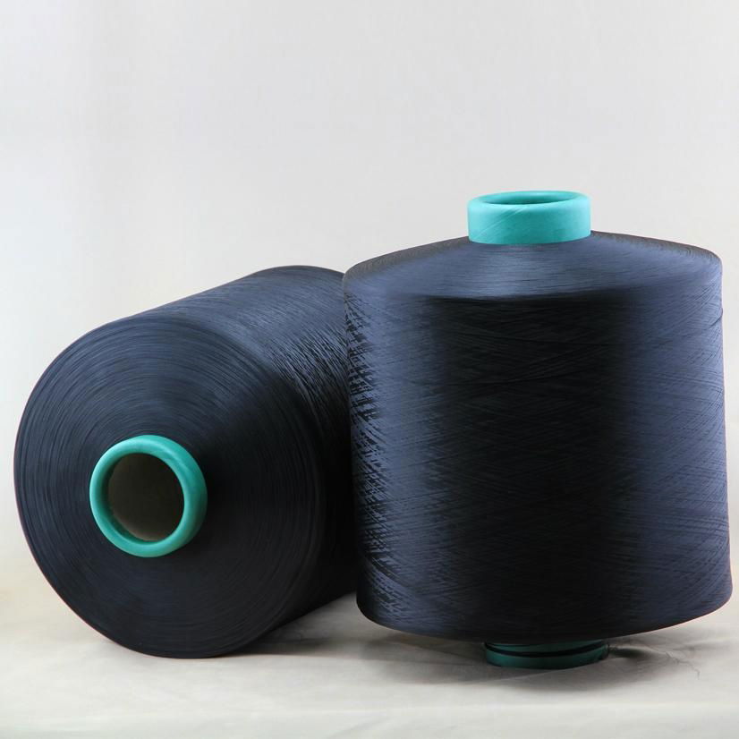 dope dyed black polyester textured yarn for 150/48 nim 3