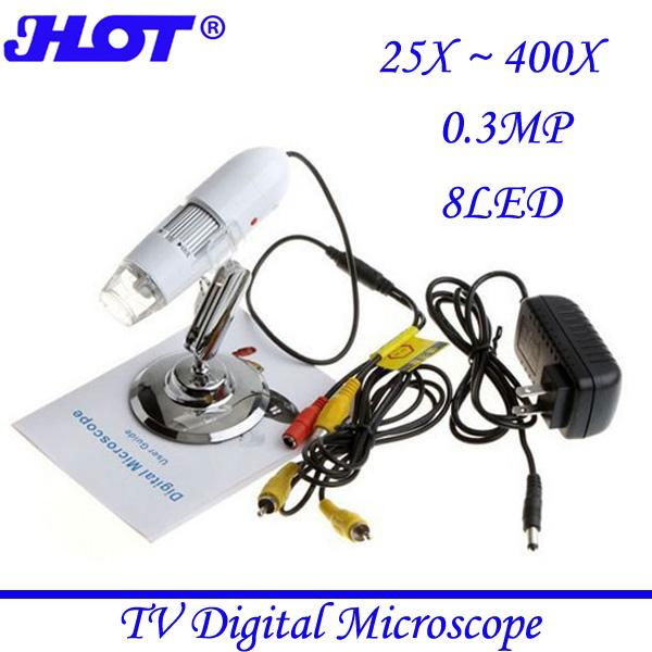 25X-400X portable TV digital microscope to any monitor with TV-in