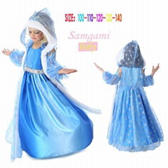 GIRLS QUEEN DRESS  PRINCESS COSPLAY COSTUME PARTY FANCY  CAPE+HAT