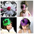 baby Feather Headdress Cute Crochet Kid Baby Girl rosette Headband Hairband 